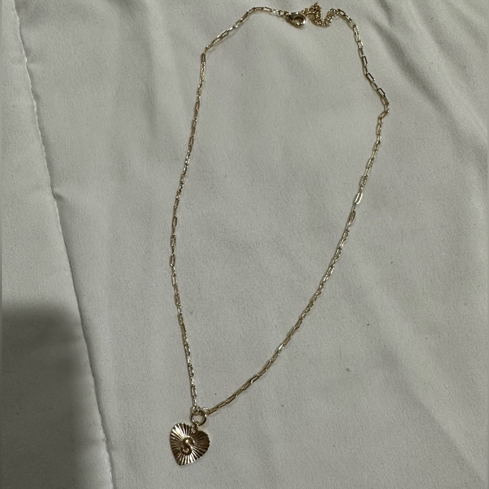 Gold Heart “S” Necklace